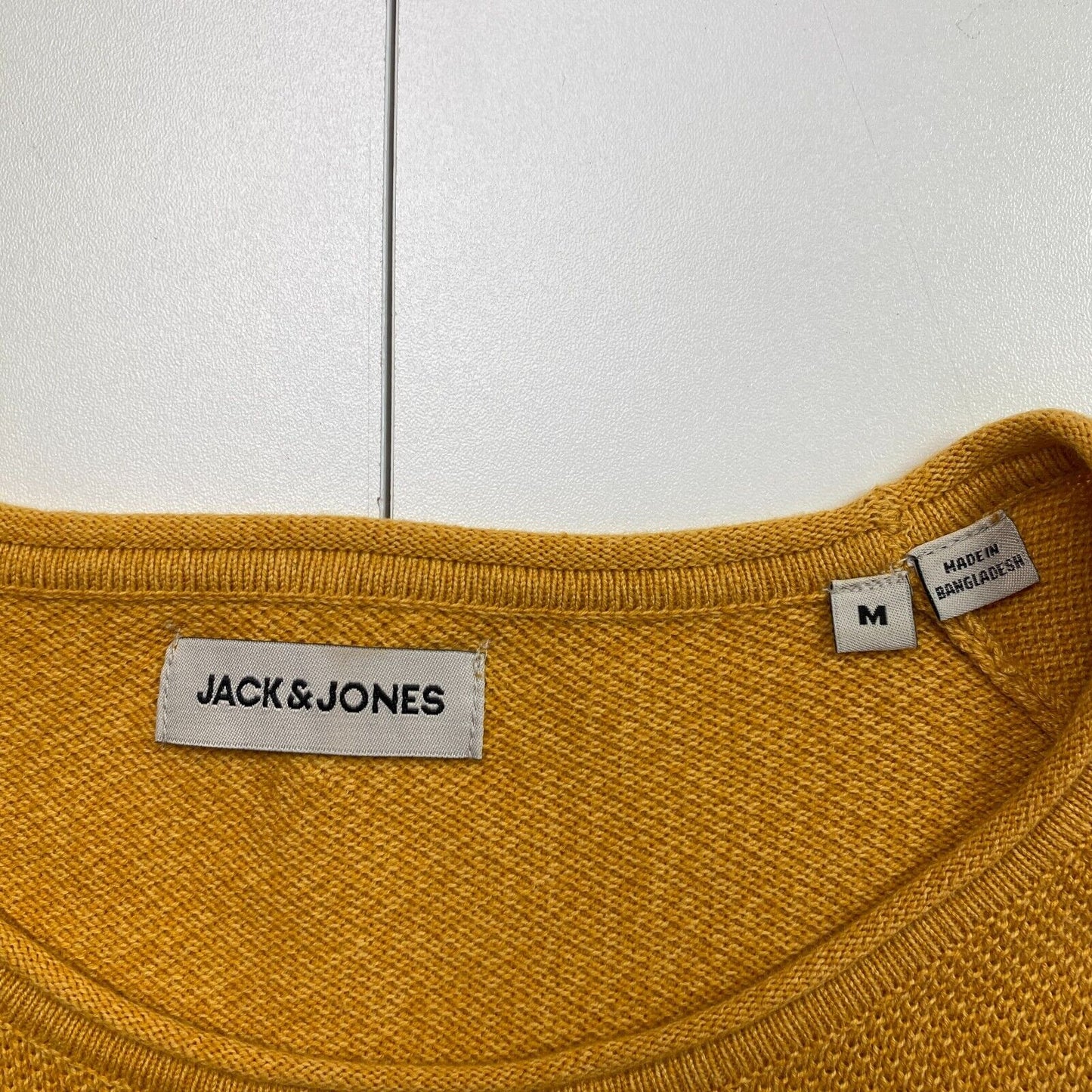 JACK&JONES Yellow Knit Crew Neck Sweater Pullover Size M