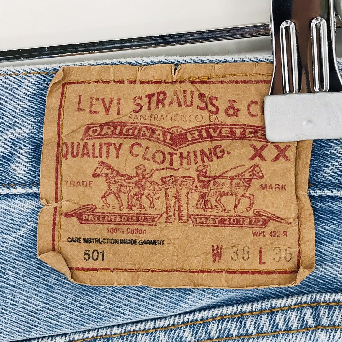 Vintage Levi‘s 501 Blue Original Regular Straight Fit Jeans W38 L30 Made In USA