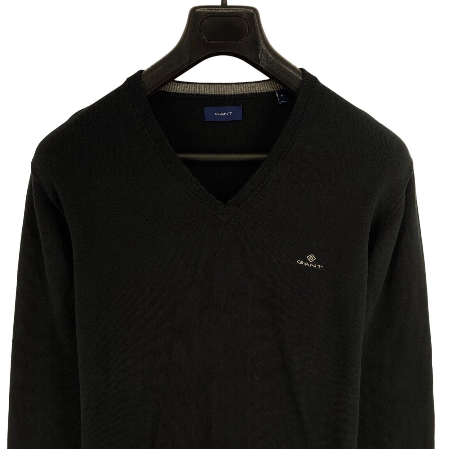 GANT Pull classique en coton noir à col en V Taille XL