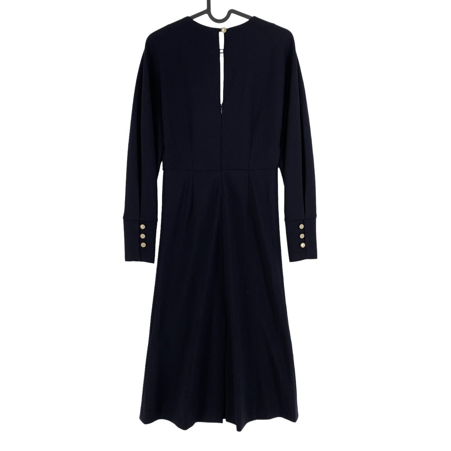 GANT Dunkelblaues Blouson-Kleid mit langen Ärmeln, ausgestelltes Kleid, Größe EU 34, UK 6, US 4