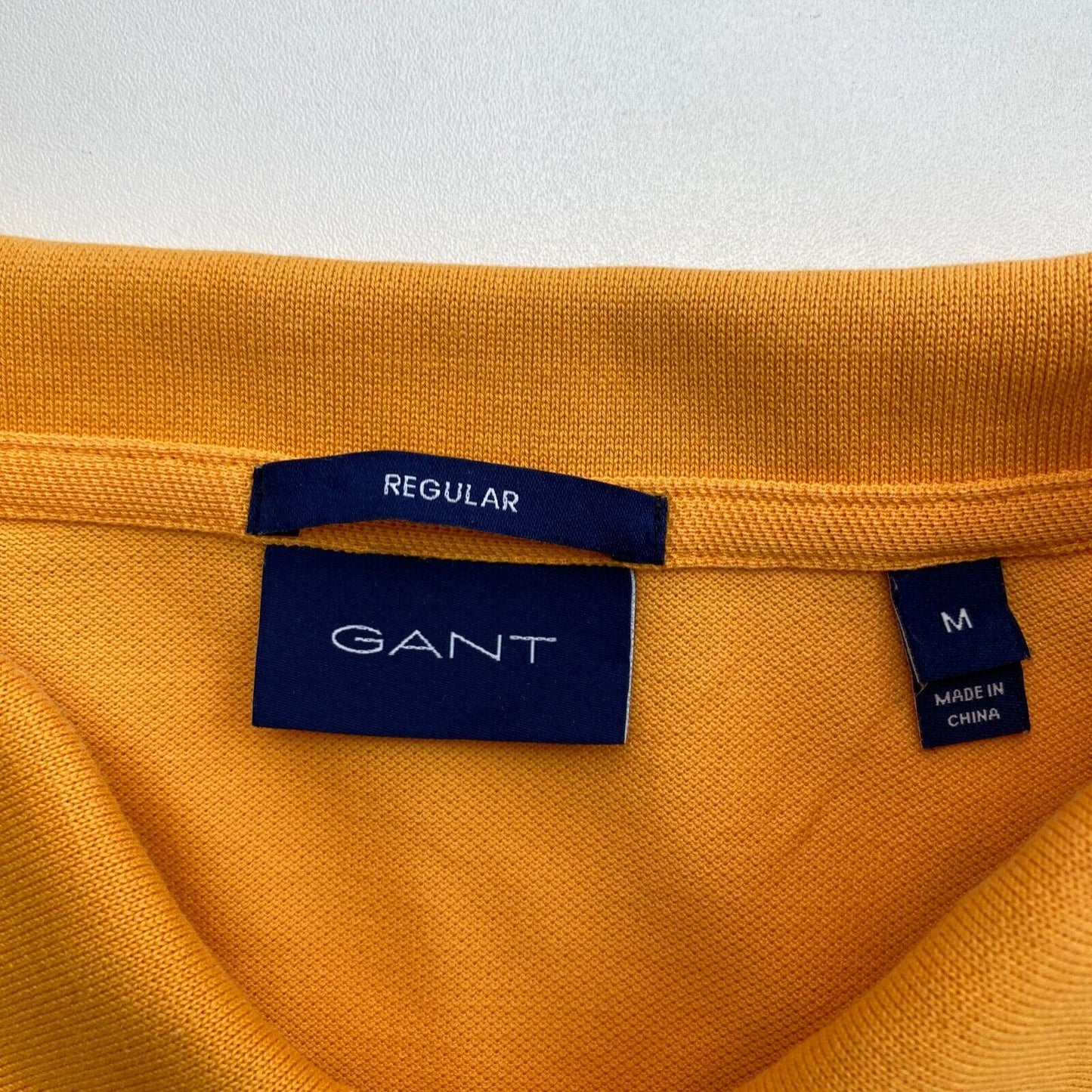 GANT Men Yellow Original Regular Fit Pique Rugger SS Polo Shirt Size M