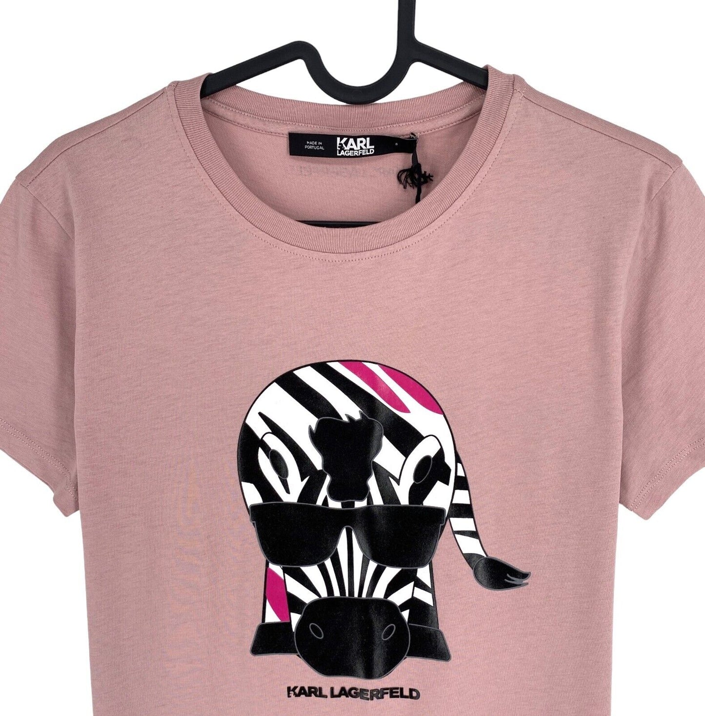 Karl Lagerfeld Women Pink Big Ikonik Animal Crew Neck T Shirt Size S