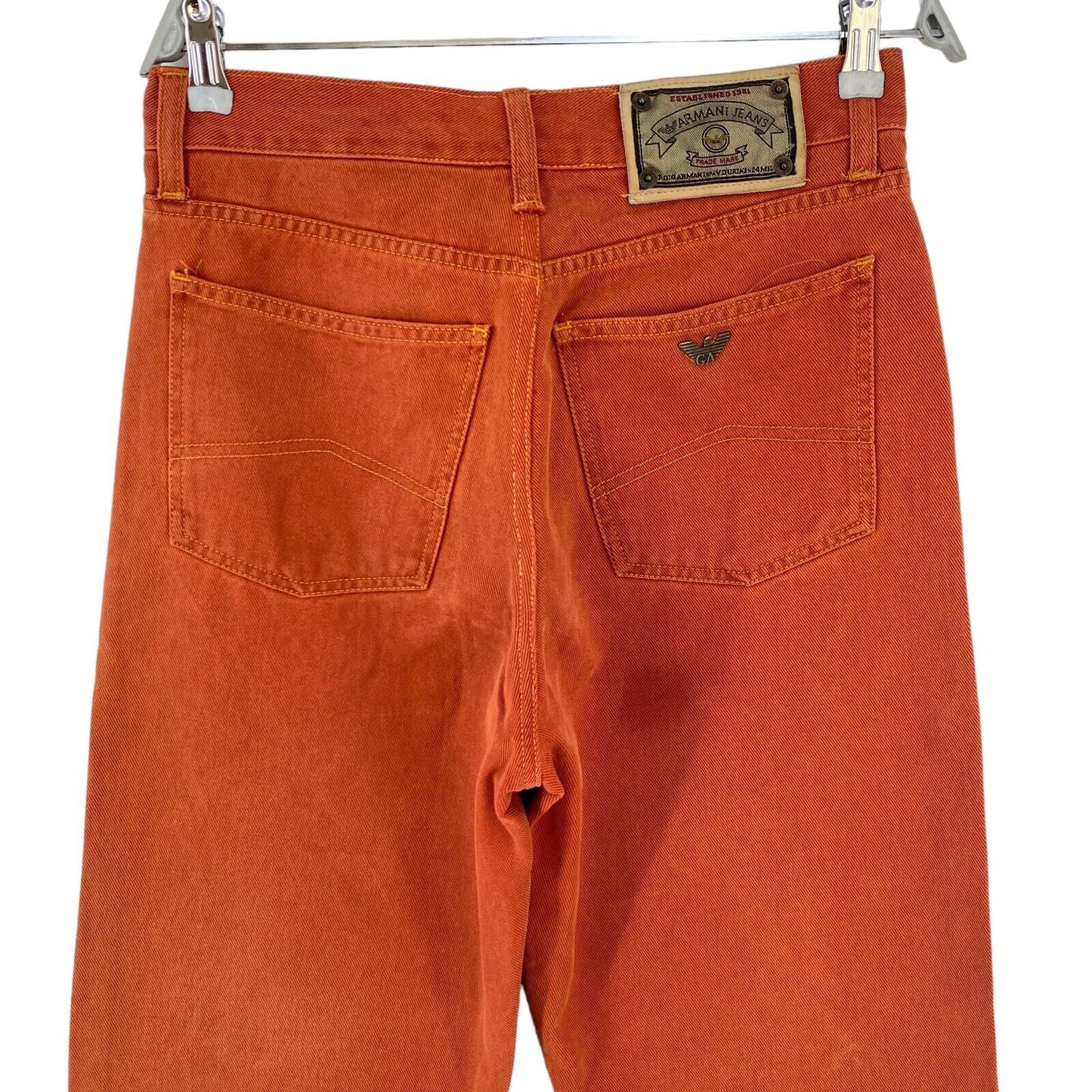 ARMANI JEANS Damen Jeans in Orange mit entspannter Straight-Fit-Passform, W34 L30, hergestellt in Italien