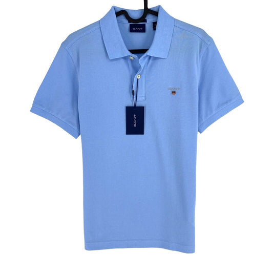 GANT Men Blue Original Regular Fit Pique Rugger Short Sleeves Polo Shirt Size S