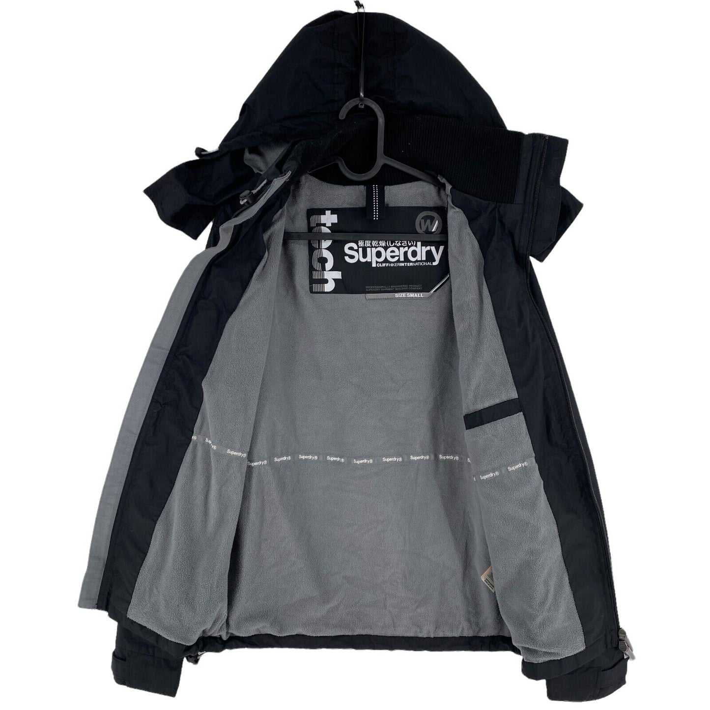 SUPERDRY TECH CLIFFHIKER INTERNATIONAL Black Hooded Jacket Size S