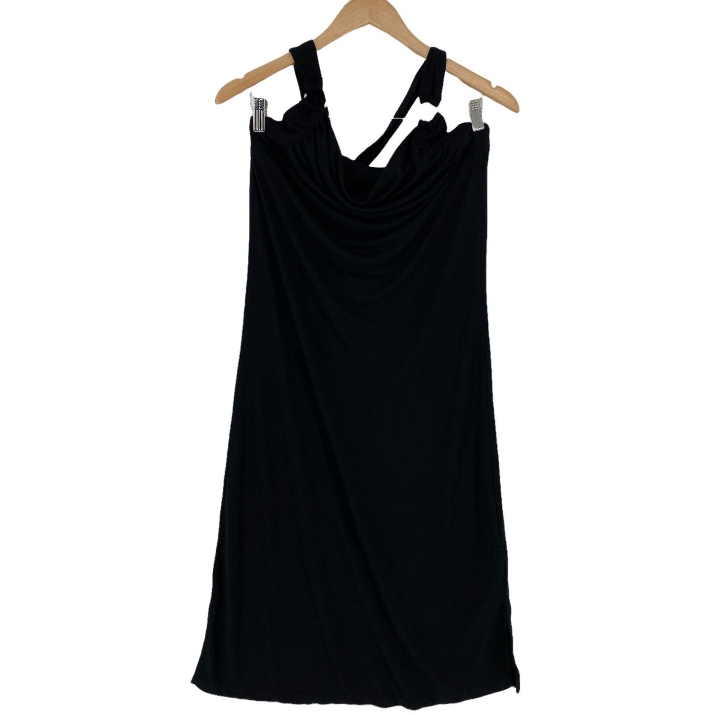 BROADWAY NYC FASHION Black Sleeveless Cowl Neck Jersey Shift Dress Size M