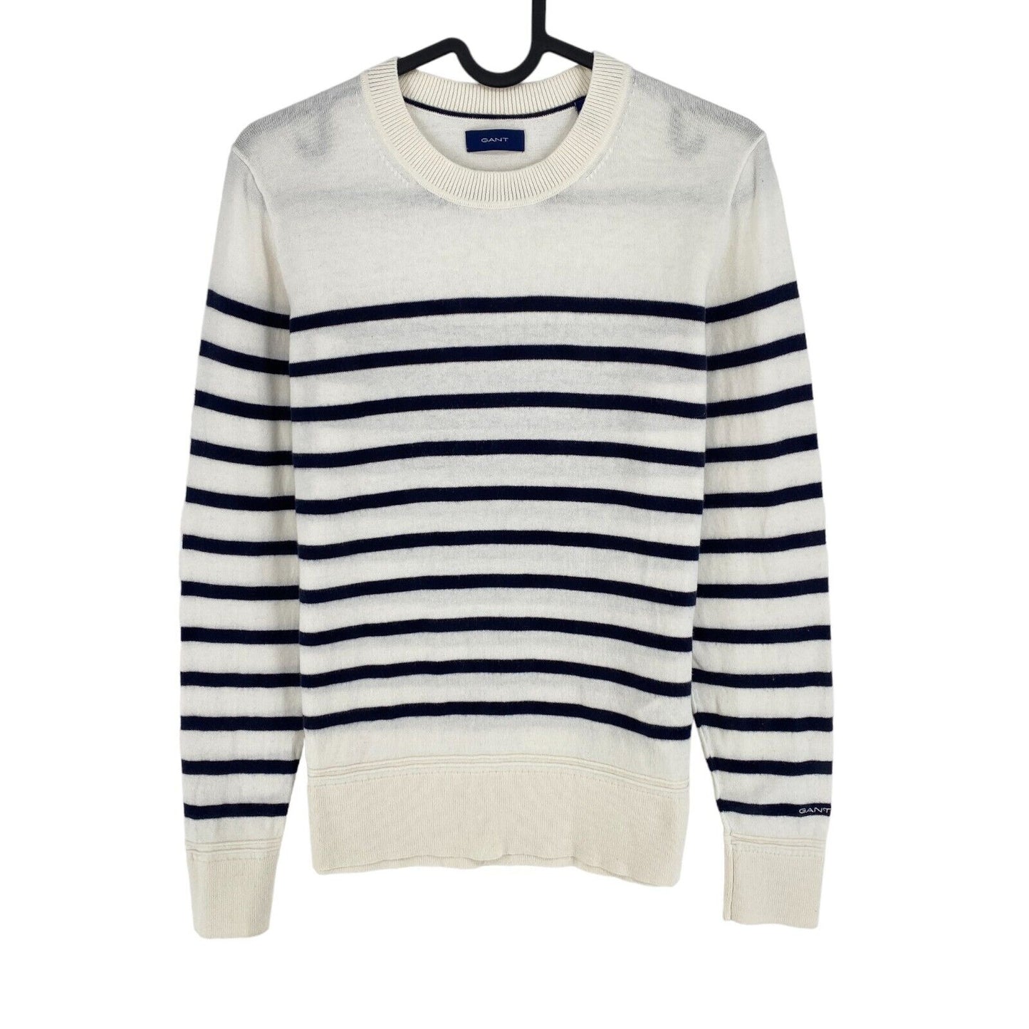 GANT White Cotton Striped Crew Neck Sweater Jumper Size XS