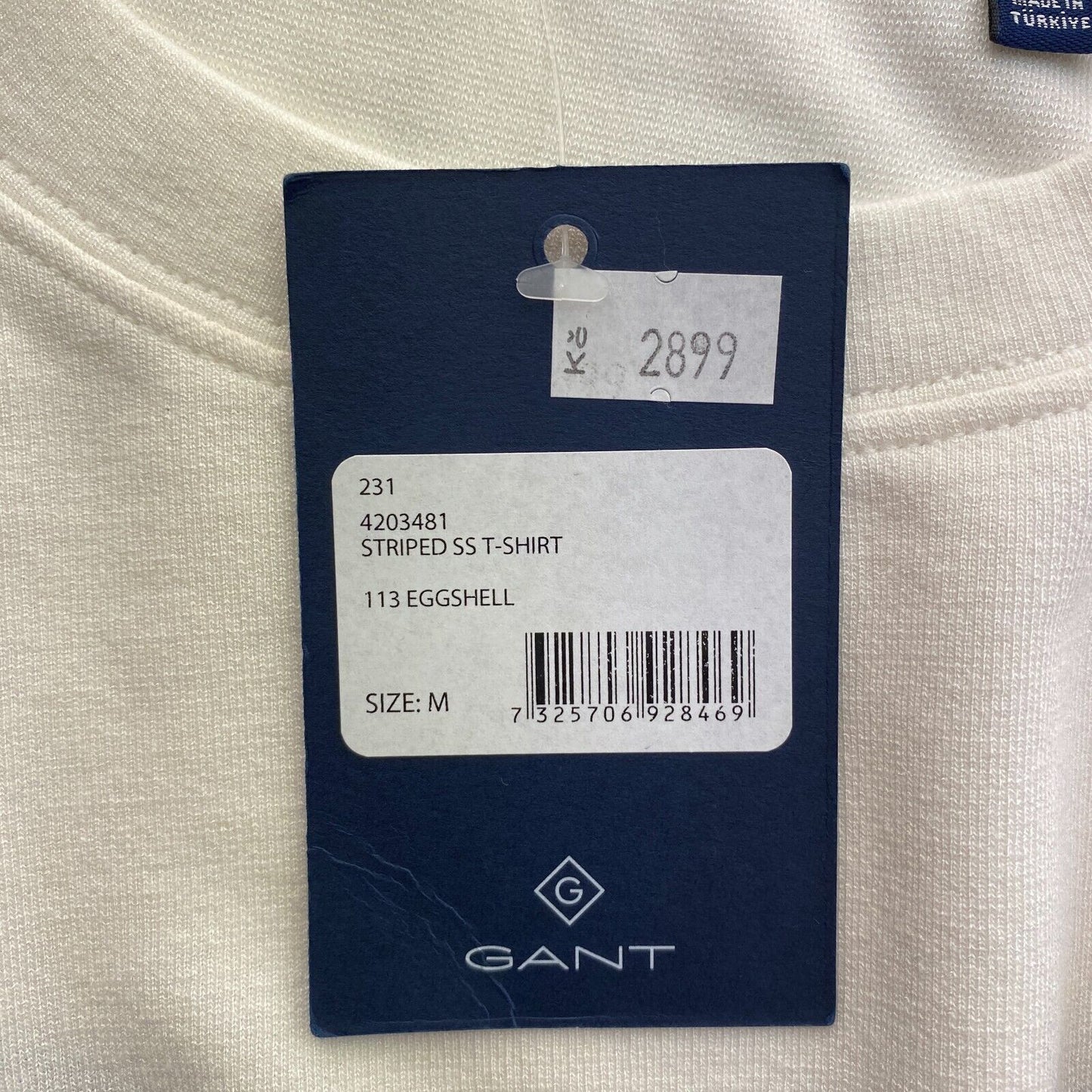 GANT Women White Striped Short Sleeves Crew Neck T Shirt Size M