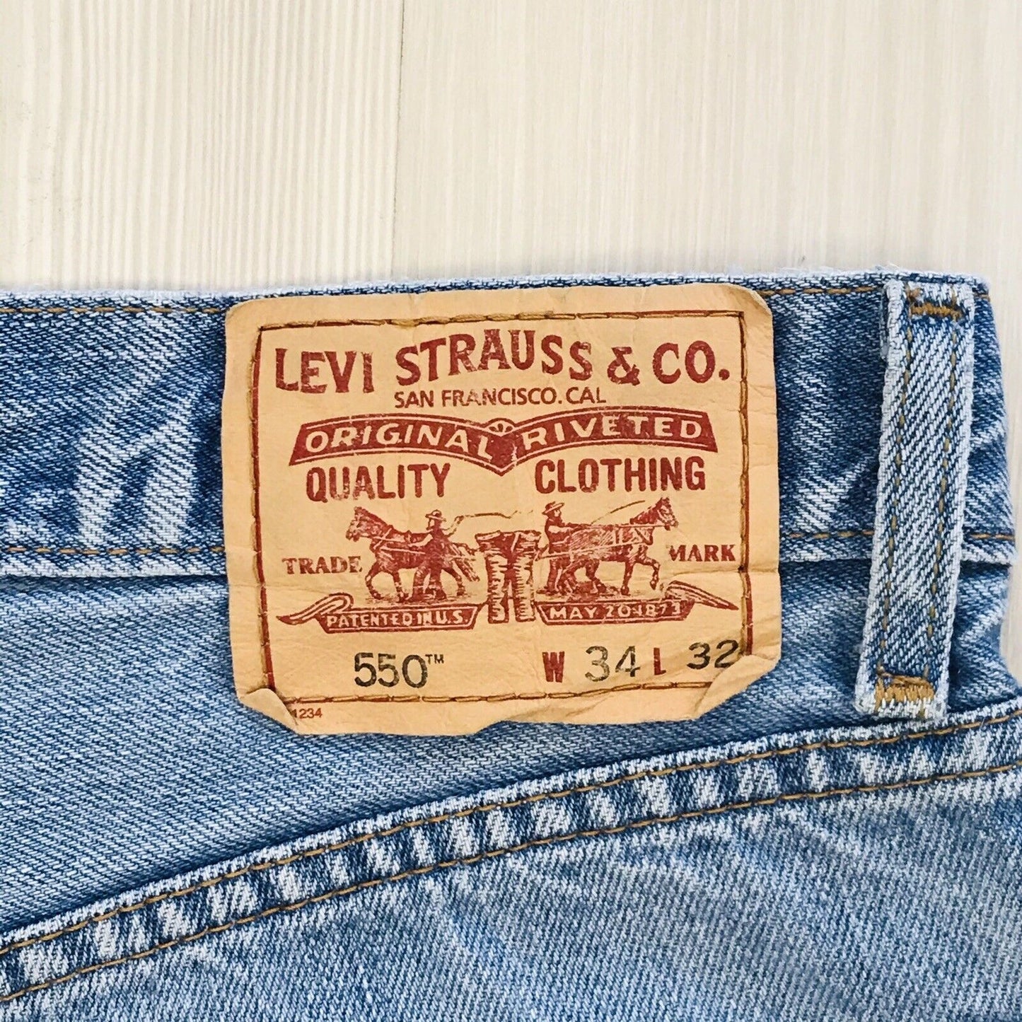 Levi's 550 Custom Made Blue Relaxed Straight Fit Cut-Off Shorts W34