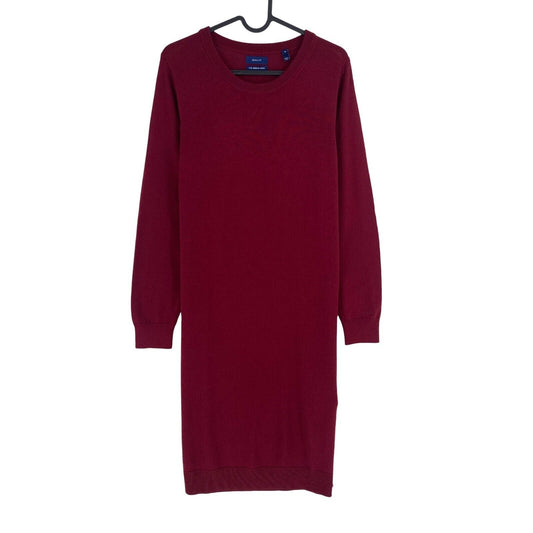 GANT Women Dark Red 100% Wool Long Sleeves Crew Neck Dress Size M