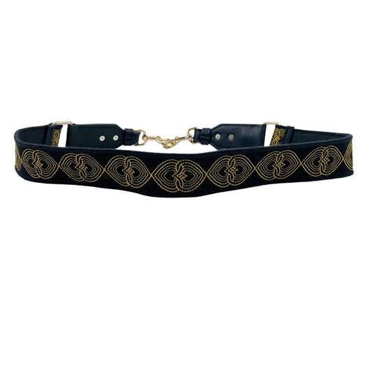 MOTIVI Women Black Embroidered Waist Belt Size 100 cm. 40 In