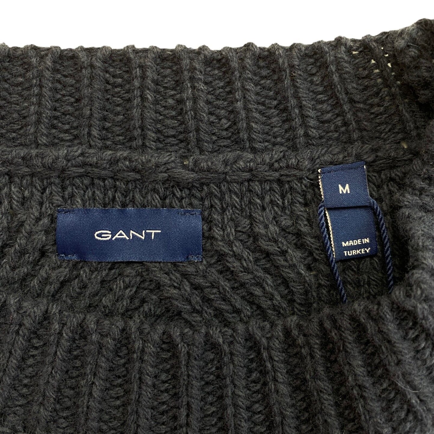 GANT Navy Blue Graphic Cable Knit Crew Neck Sweater Jumper Size M