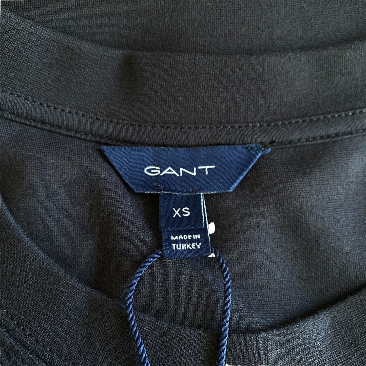 GANT Navy Blue Short Sleeves Flounce Detail Jersey A Line Dress Dress Size XS