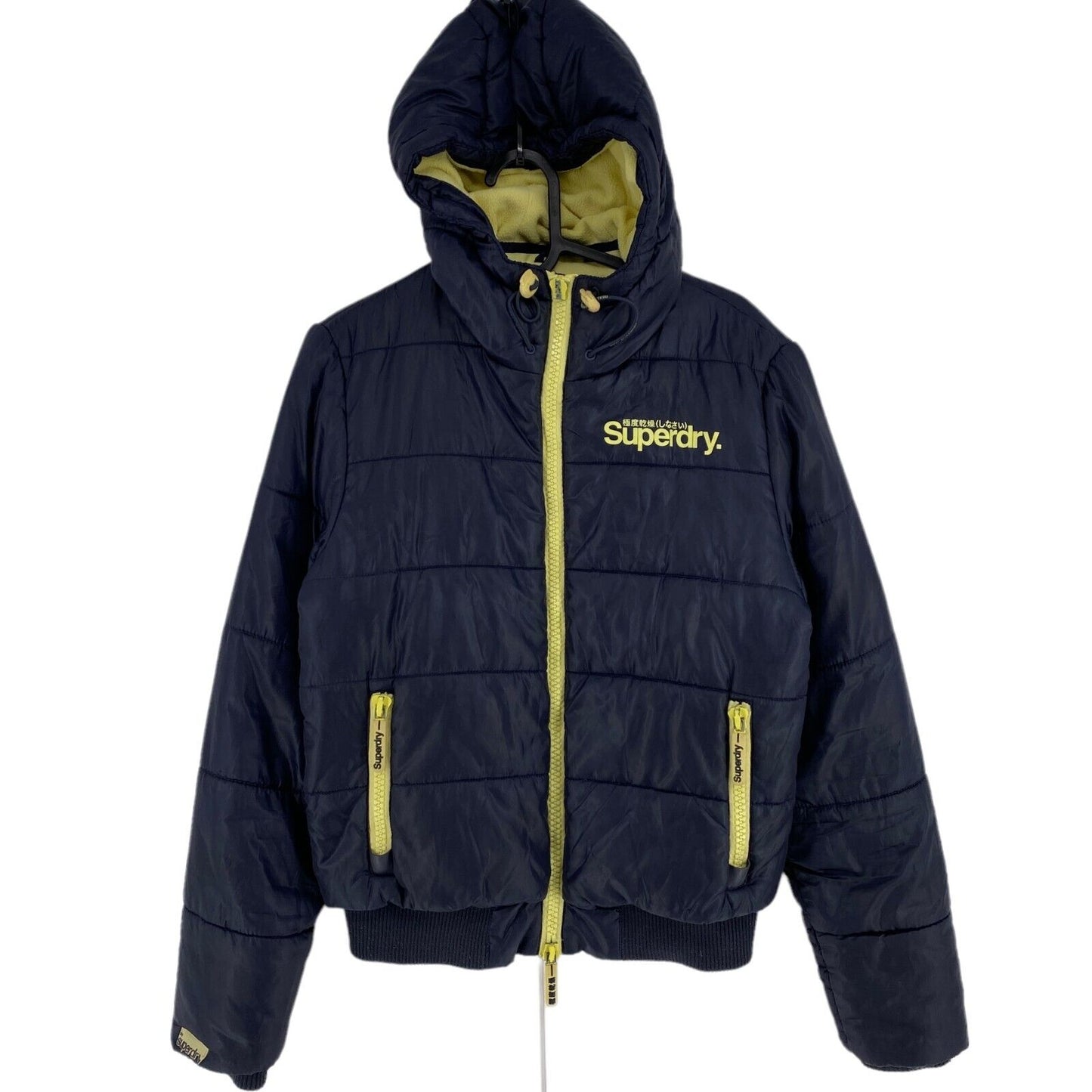 SUPERDRY Sport TRACK+FIELD Navy Blue Hooded Padded Puffer Jacket Coat Size M