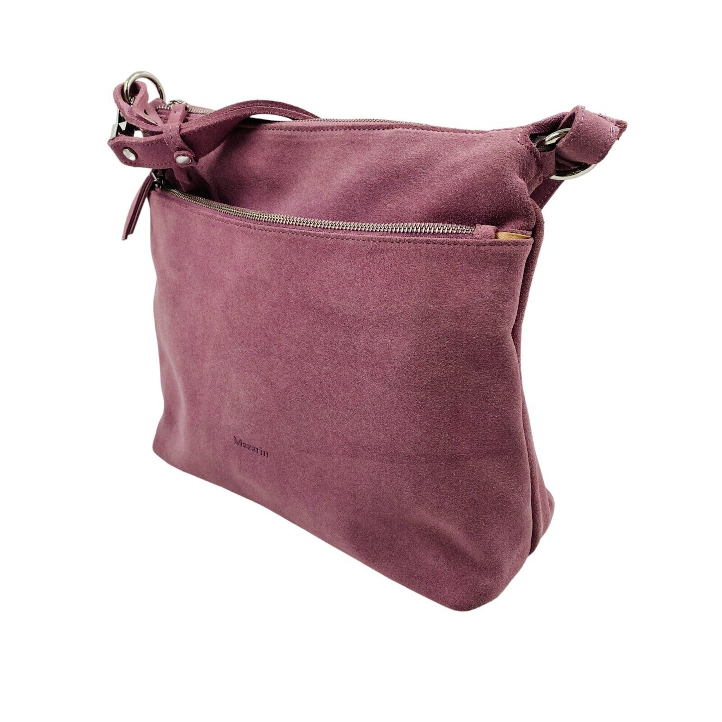 MAZARIN Pink Suede Leather Bag Handbag Shoulder Bag