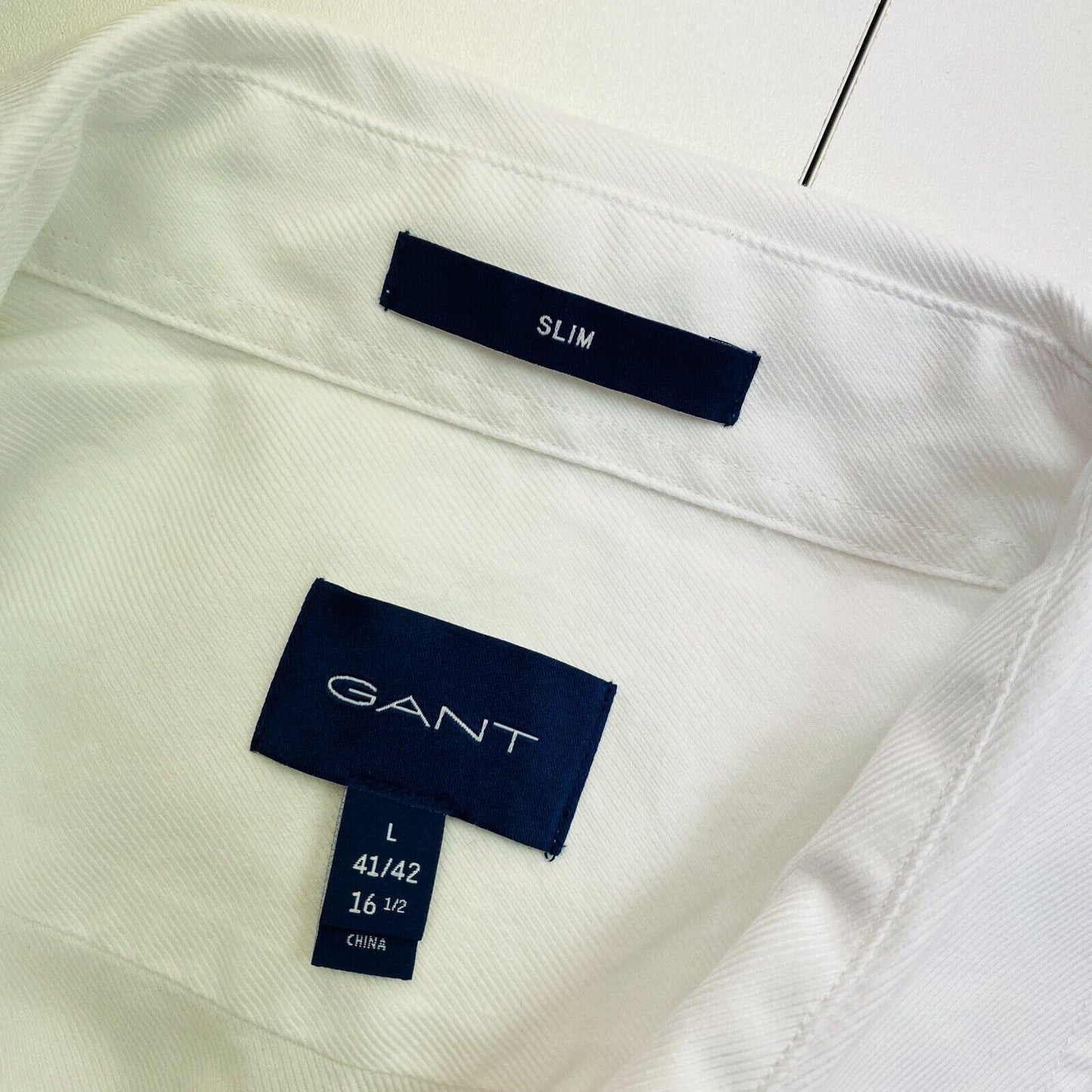 GANT White Slim Fit Shirt Size L 41/42 16.5