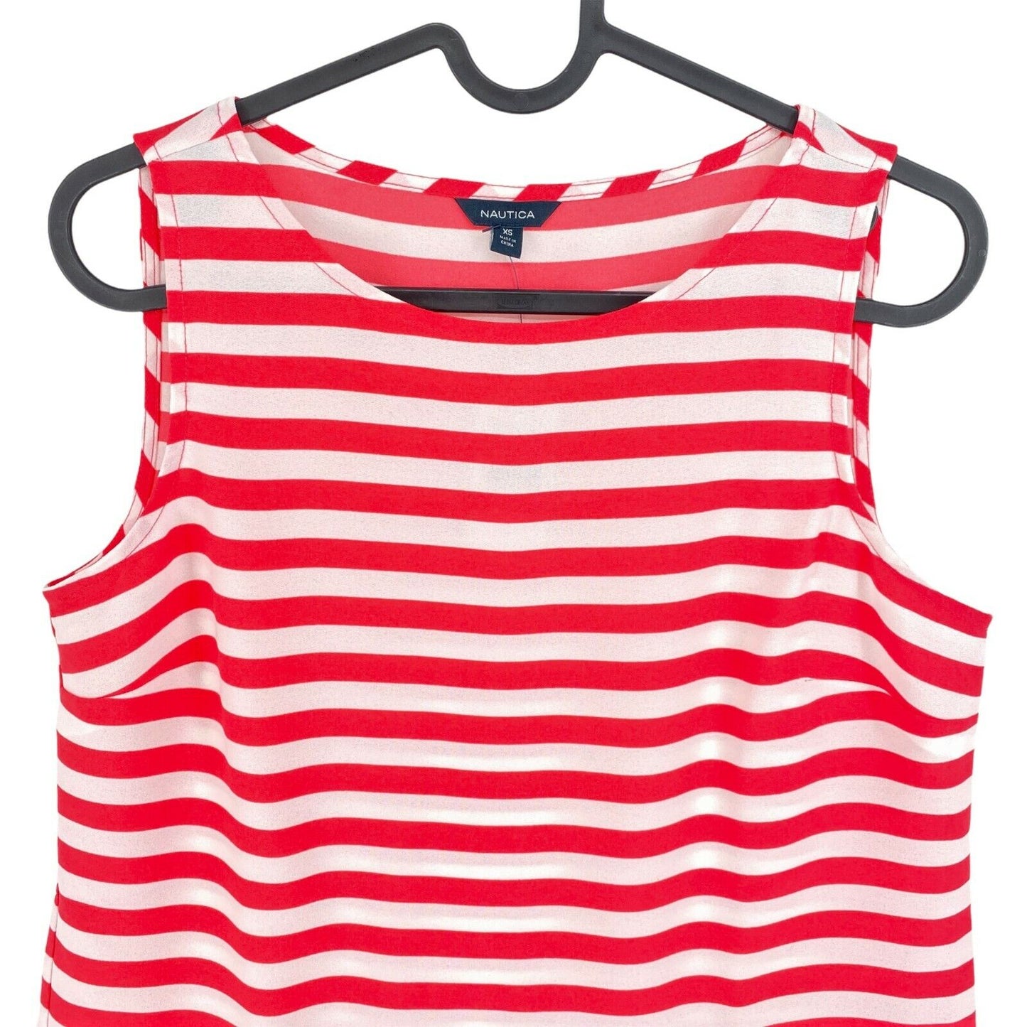 NAUTICA Red Striped Crew Neck Sleeveless Blouse Top Size XS