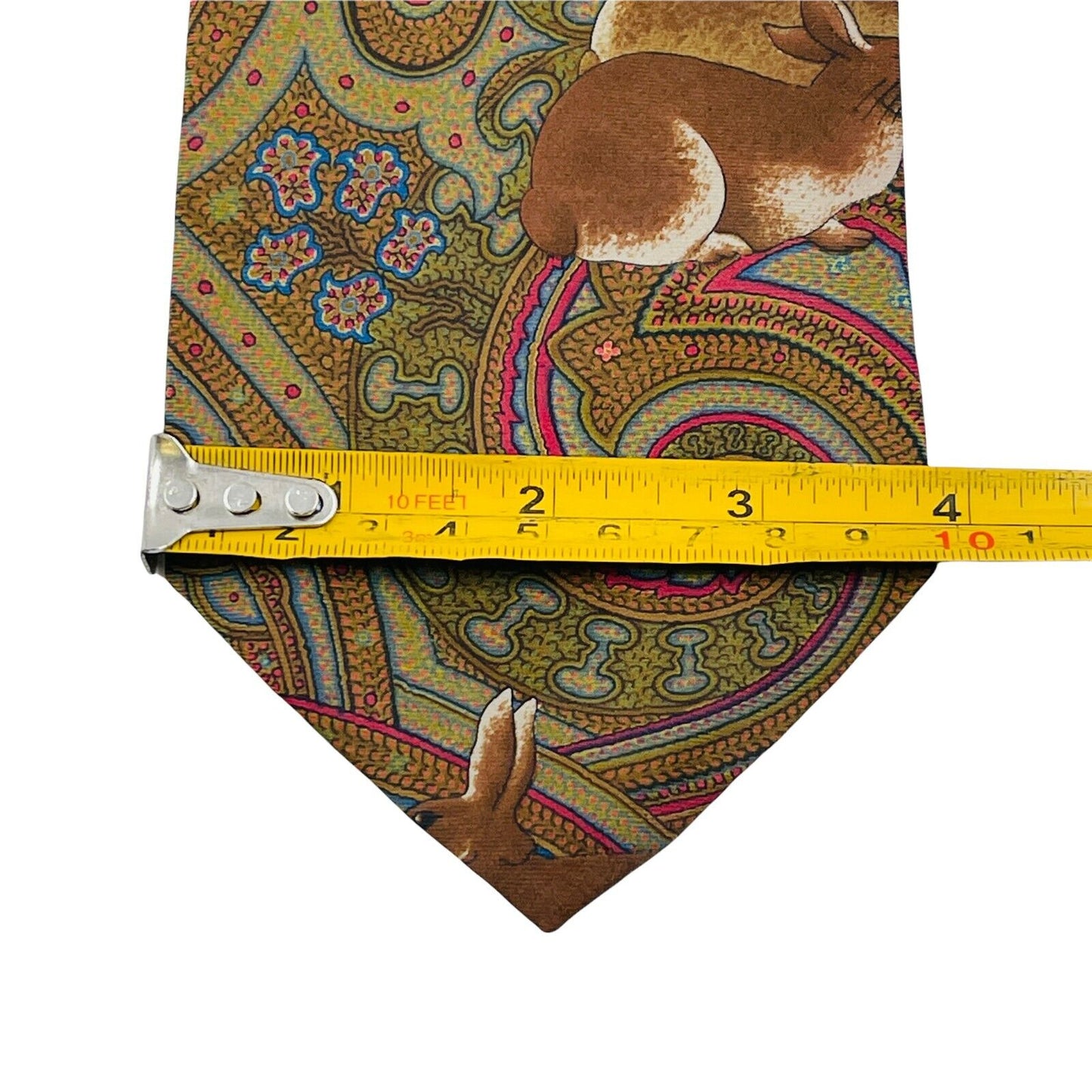 GANT Vintage Brown Rabbits Painting 100% Silk Hand Made Tie