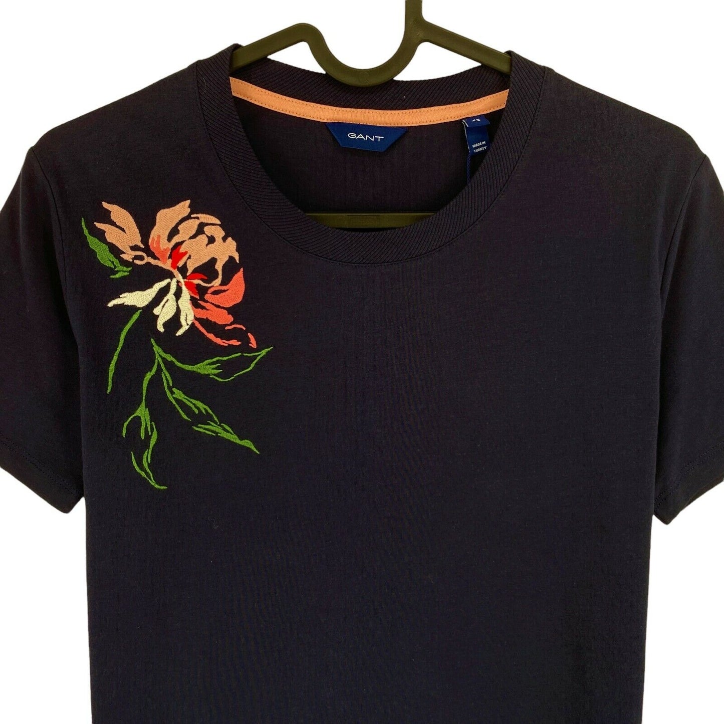 GANT Navy Blue Peonies Crew Neck T Shirt Top Size XS