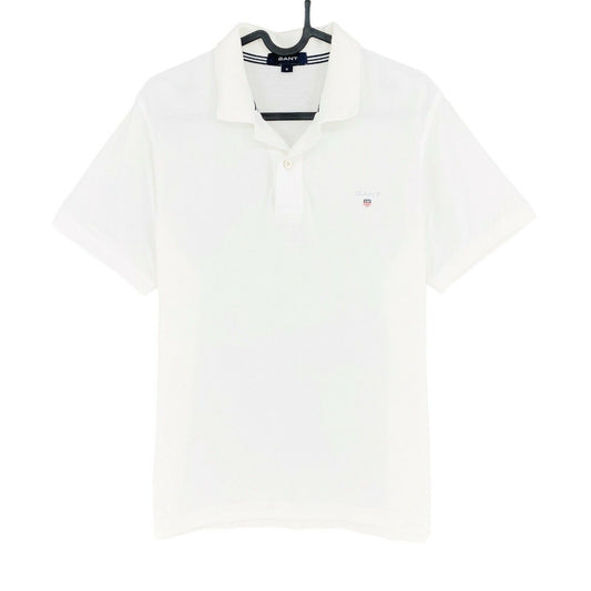 GANT White Pique Rugger Polo Shirt Size S