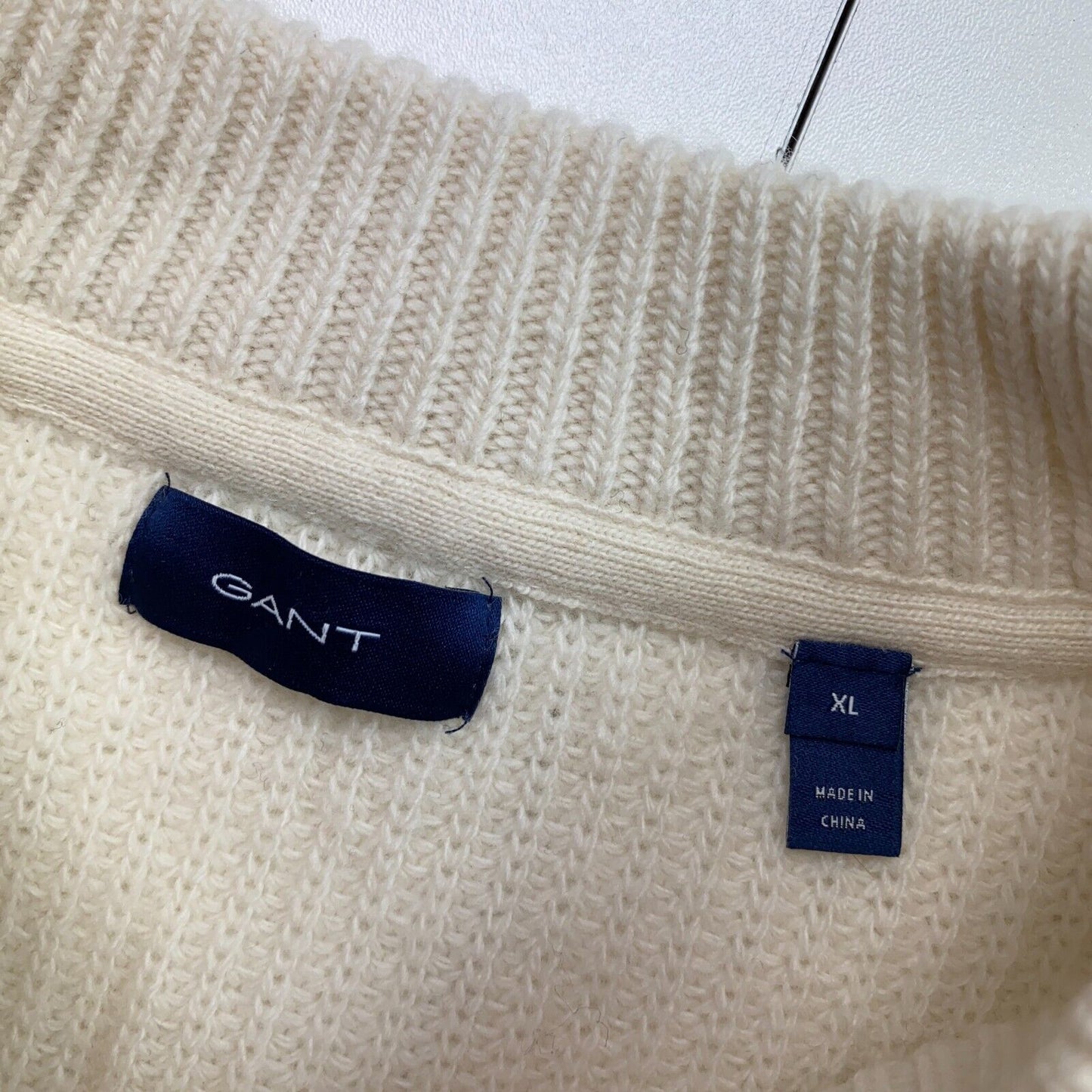 GANT Beige Wool Blend Crew Neck Sweater Jumper Size XL