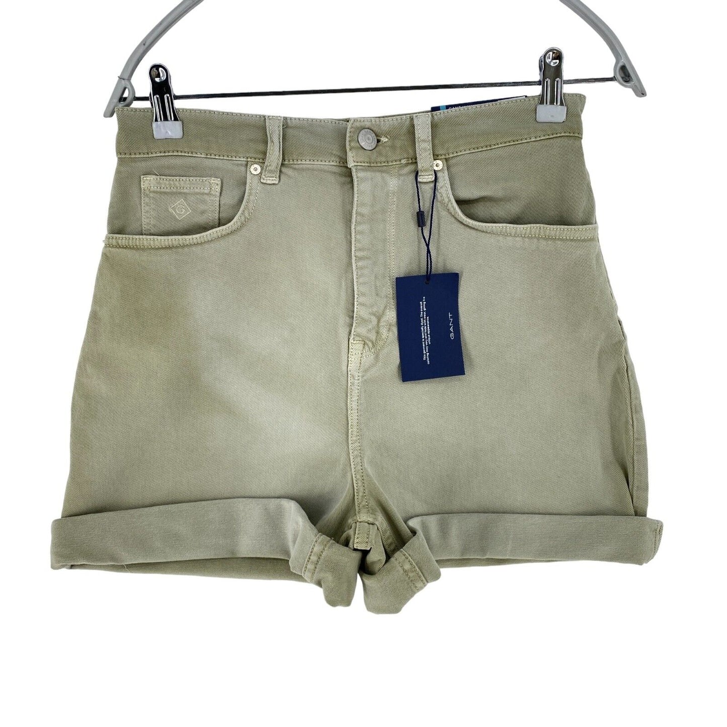 GANT Women Khaki Green Regular Fit Denim Shorts Size W28