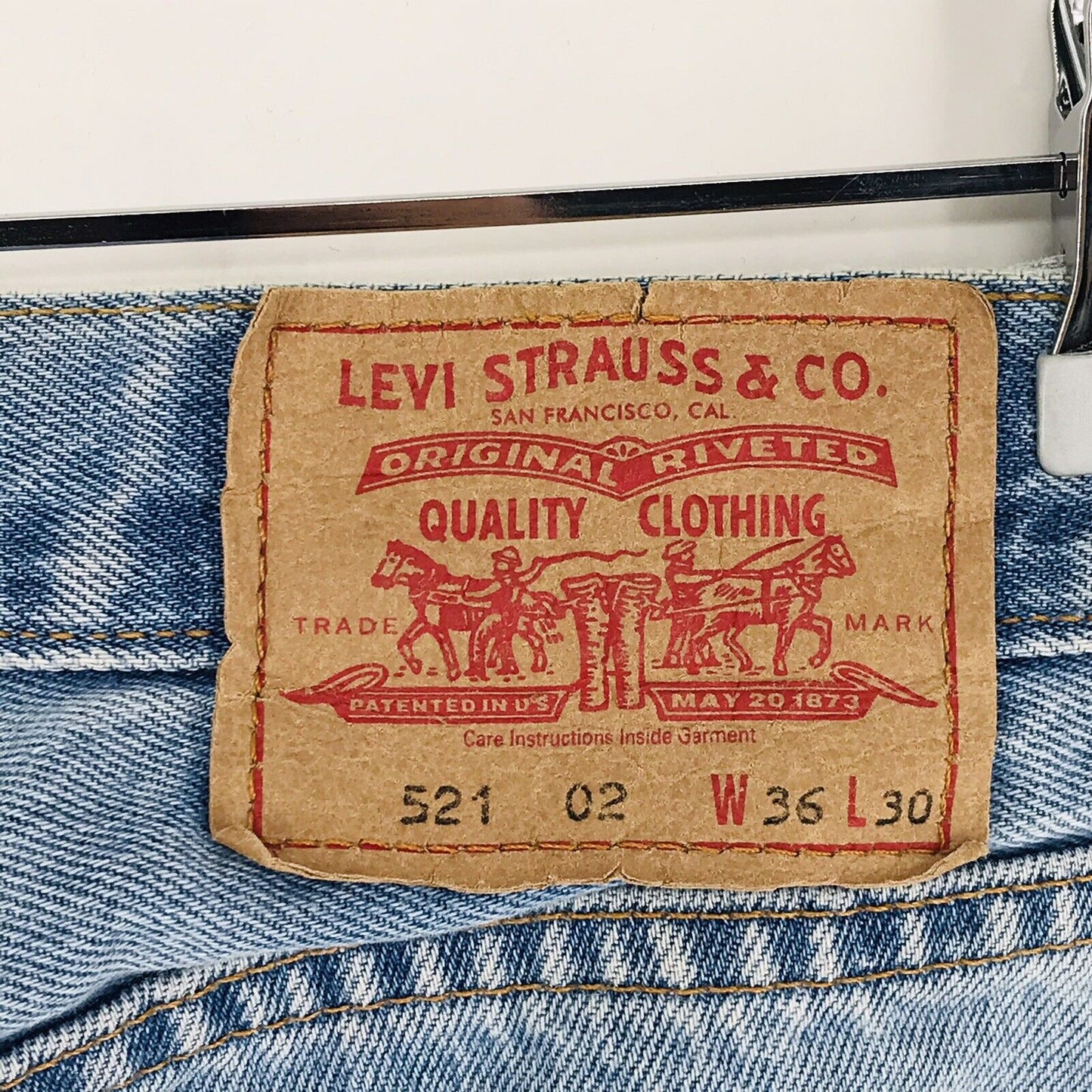 Vintage Levi's 521 02 Blue Regular Straight Fit Jeans Size W36 L30