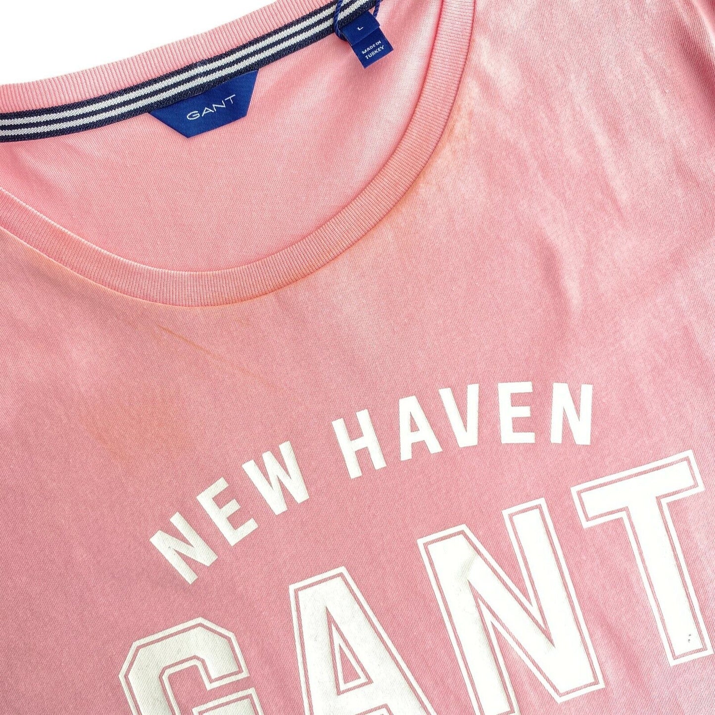 GANT Pink Logo Crew Neck T Shirt Top Size L