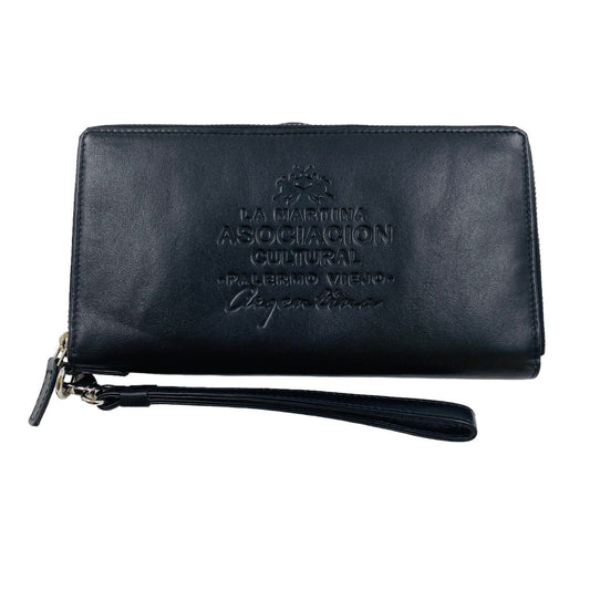 LA MARTINA Women Black Zip Around Cow Leather Wallet