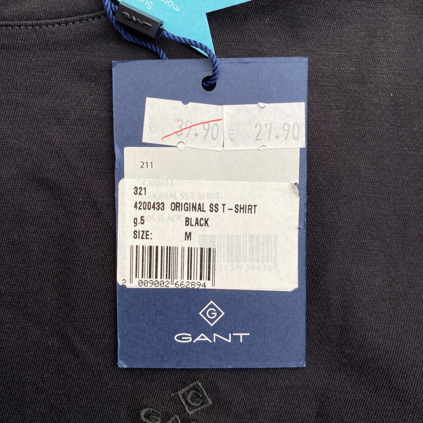 GANT Black Original Crew Neck T Shirt Size M