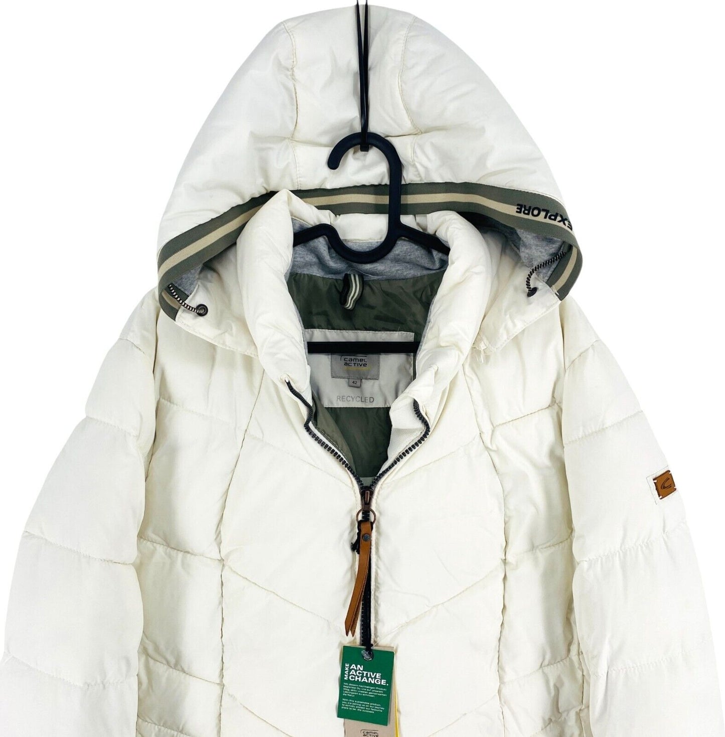 CAMEL ACTIVE Women White Hooded Parka Jacket Coat Size EU 42 UK 14 US 12