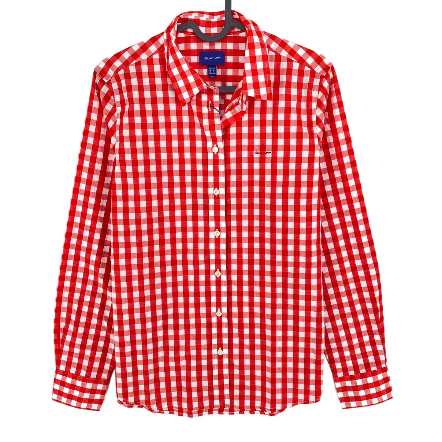 GANT Red The Broadcloth Gingham Shirt Size EU 36 UK 8 US 6