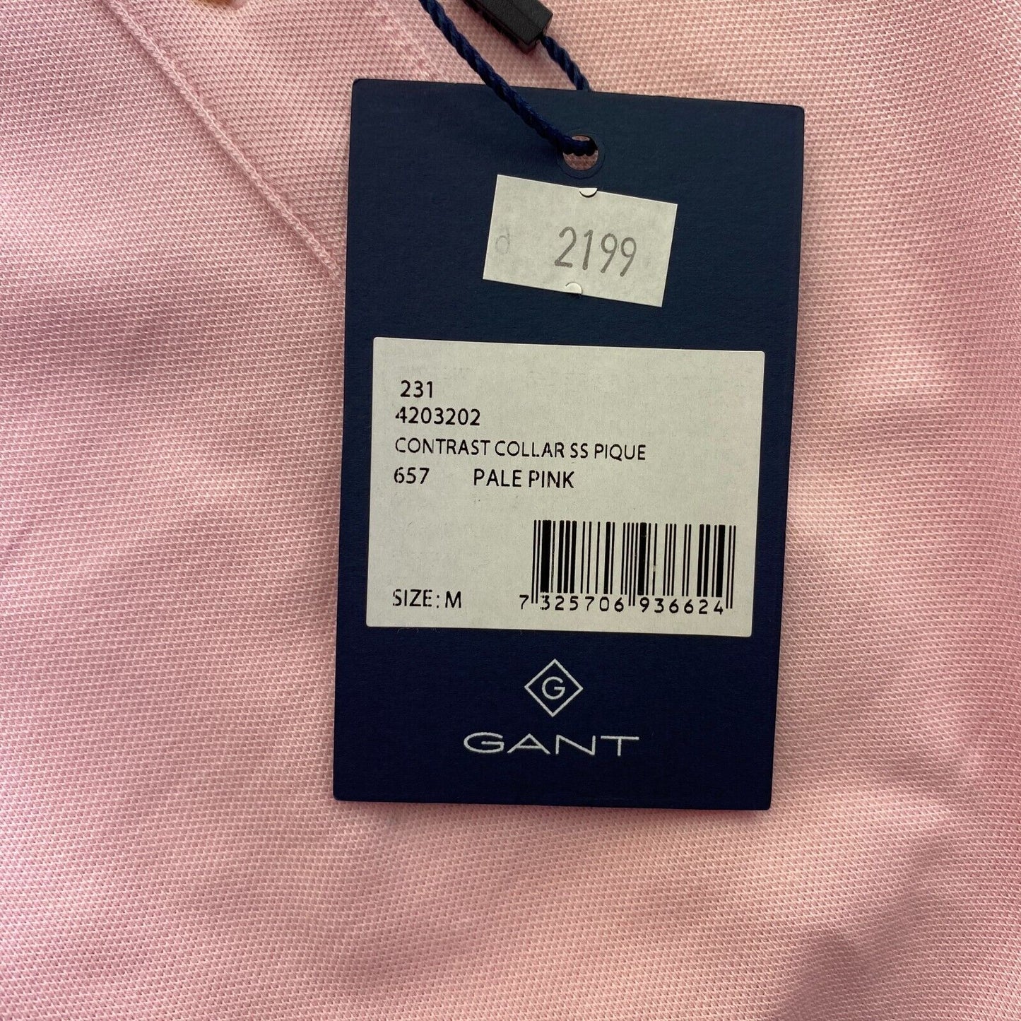 GANT Women Pink Contrast Collar Pique Short Sleeve Polo Shirt Size M