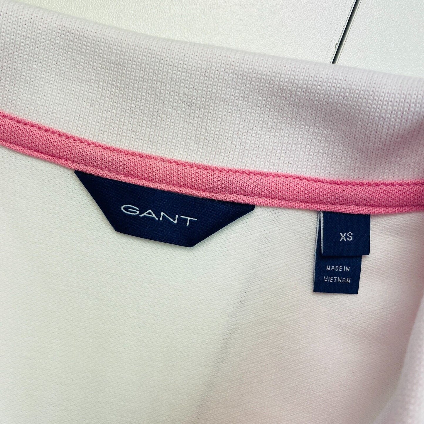 GANT White Contrast Collar Pique Polo Shirt Size XS