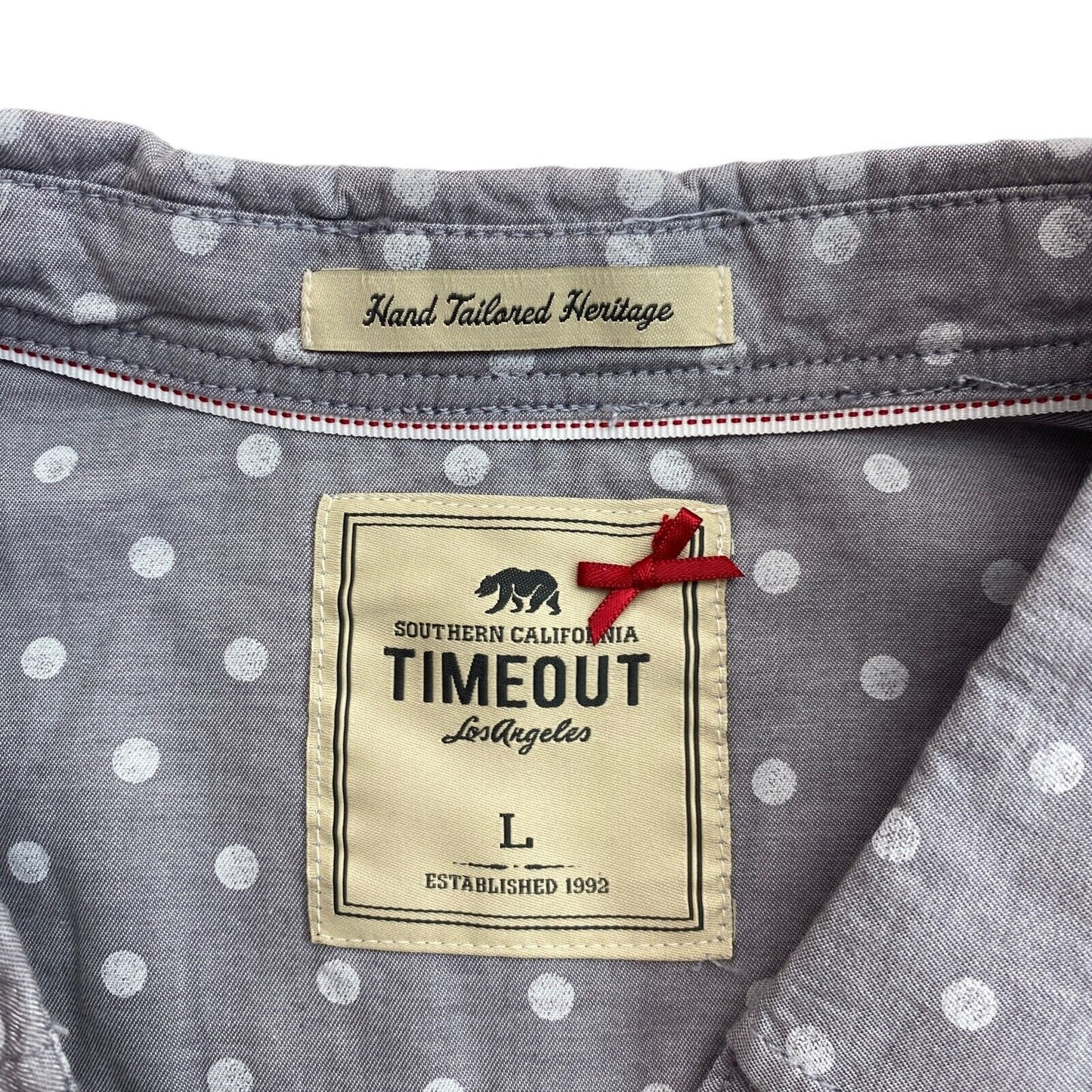 TIME OUT Grey Dot Print 100% Cotton Shirt Size L