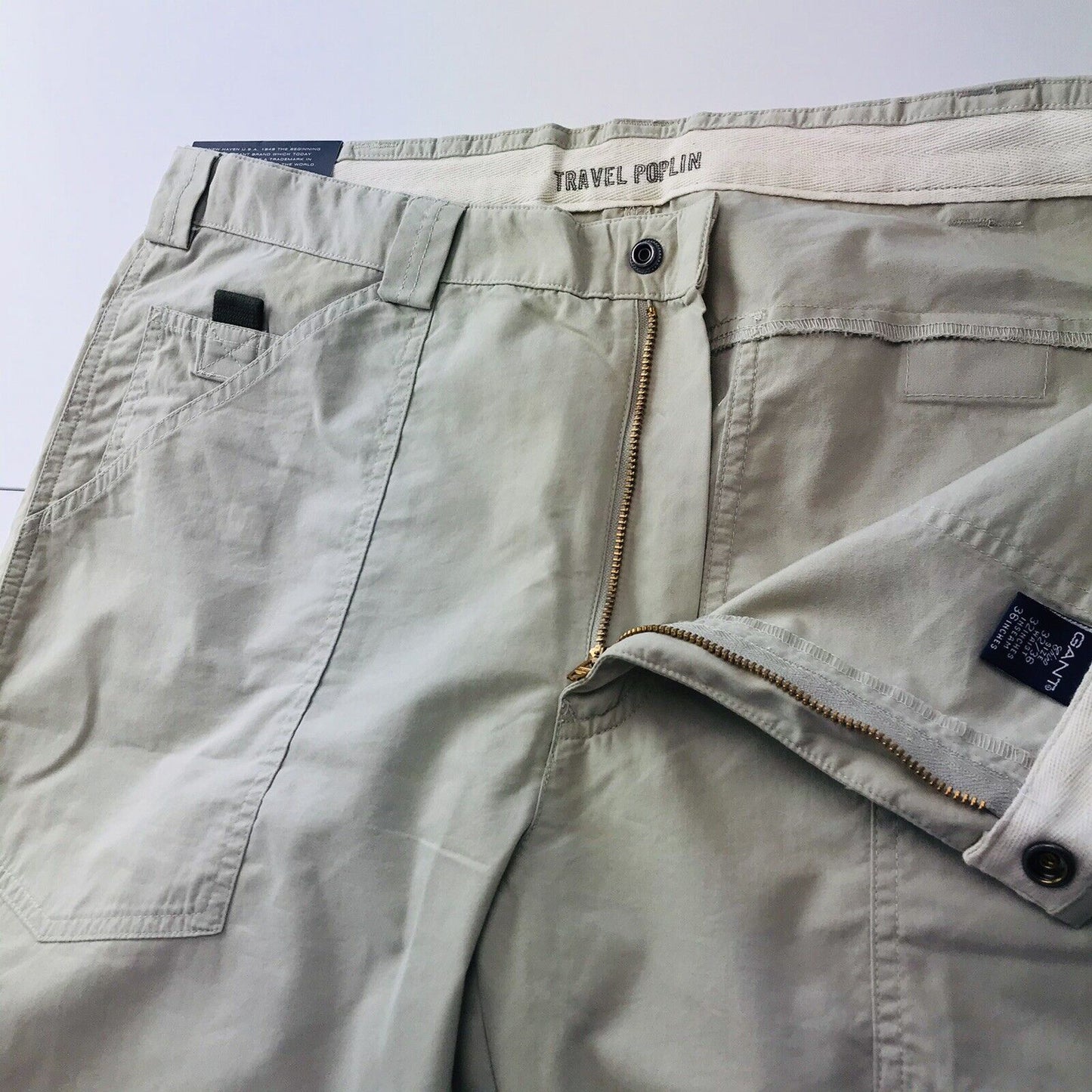 GANT Khaki Beige Regular Straight Fit Chino Travel Pants Trousers W32 L36