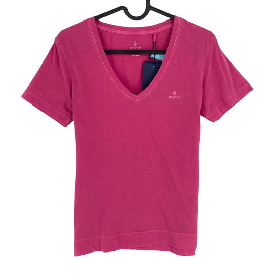 GANT T-shirt à col en V délavé rose foncé taille XS