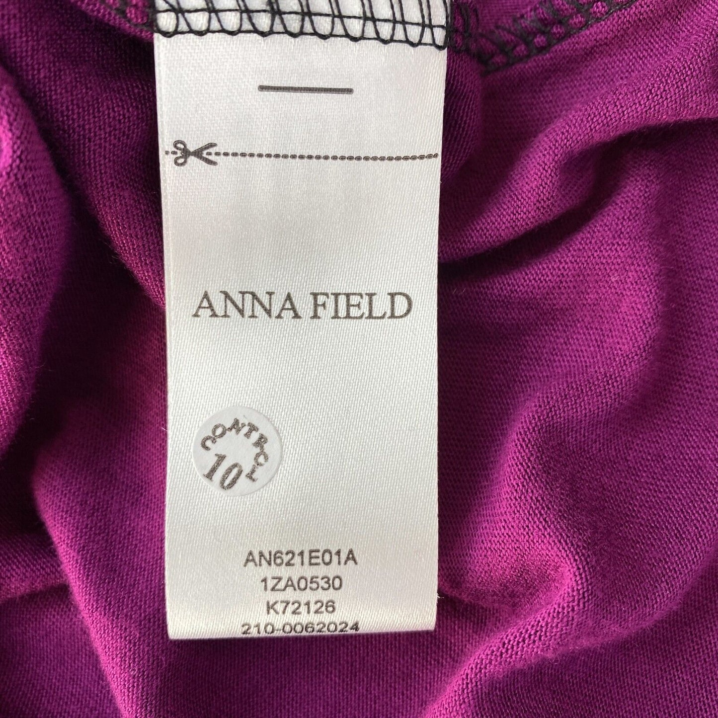 ANNA FIELD Black Purple 3/4 Sleeve Deep V-Neck Jersey Top Blouse Size S