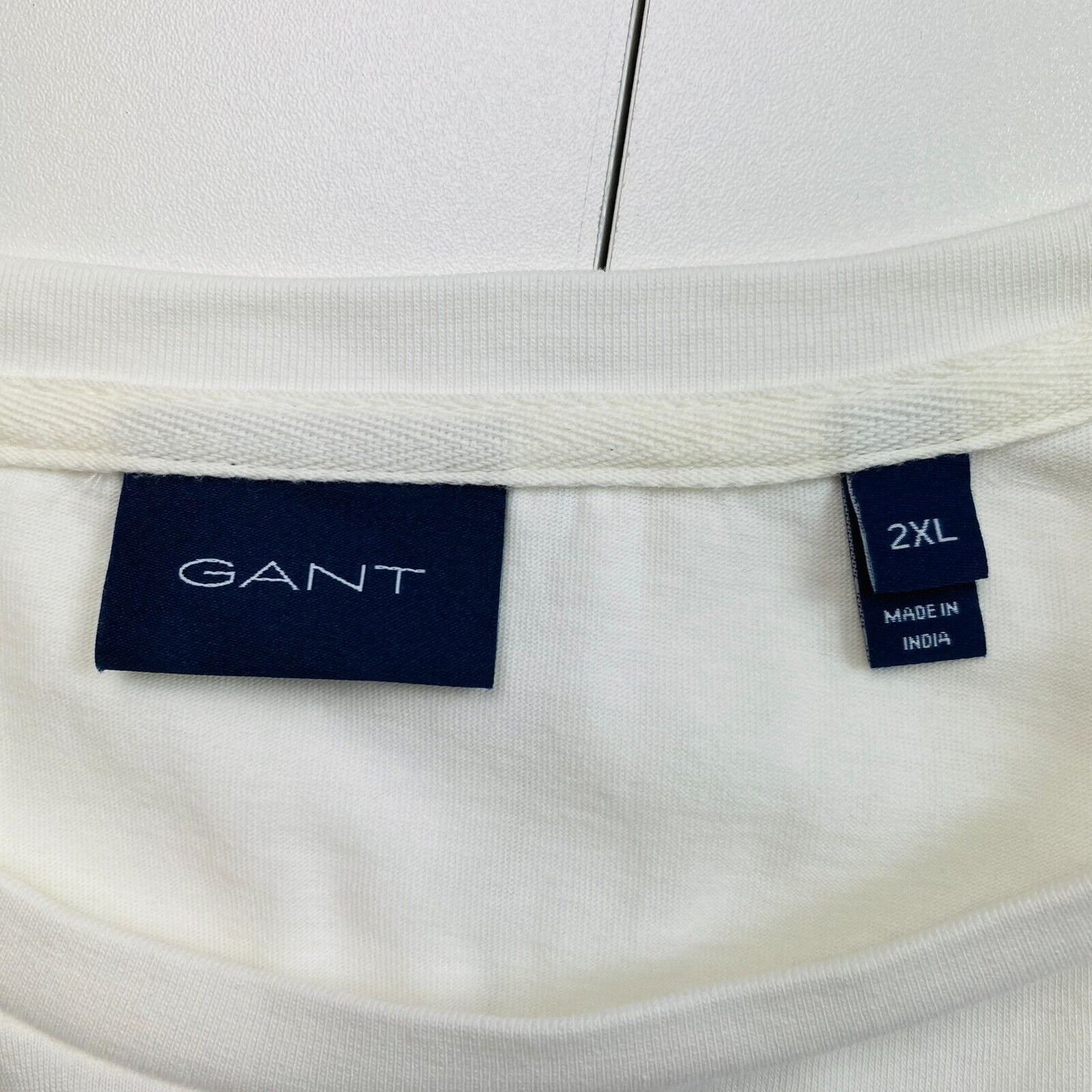 GANT T-shirt à manches courtes et col rond avec logo blanc, taille 2XL XXL