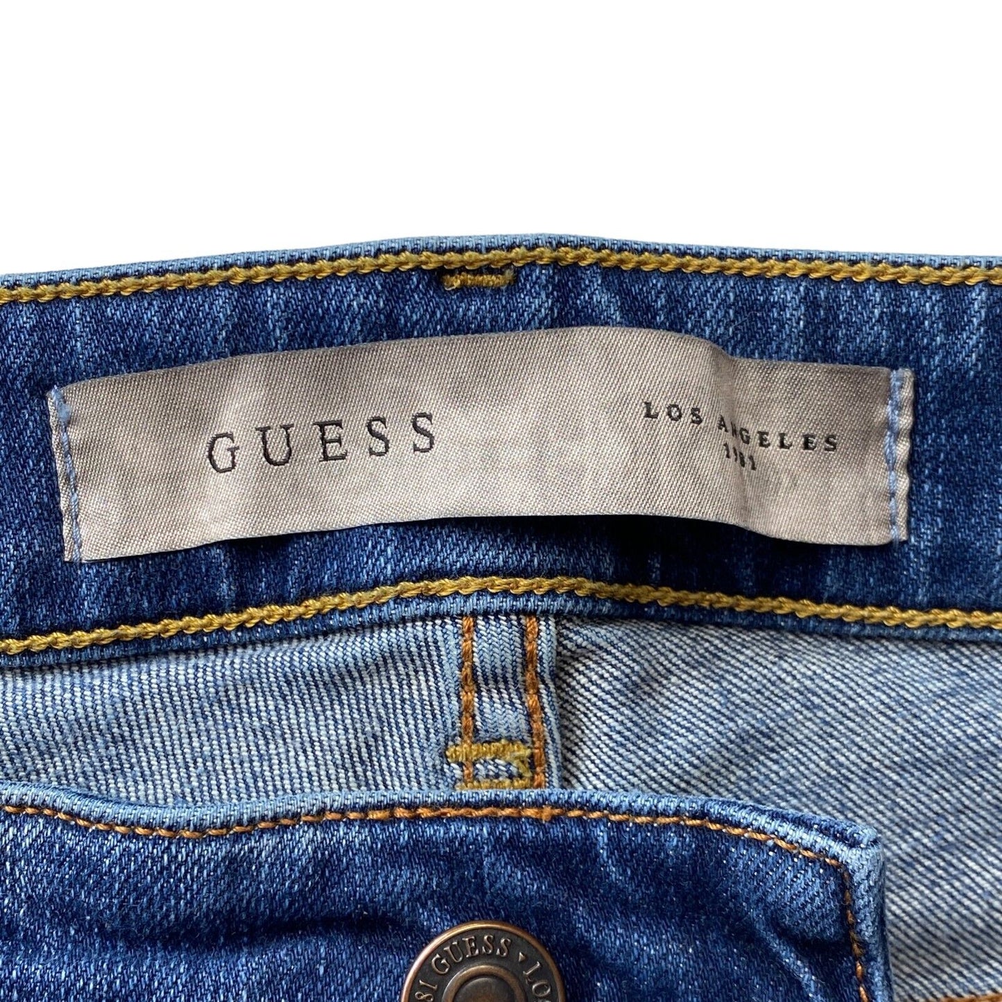 Guess SONNY Blue Stretch Regular Tapered Fit Ripped Distressed Jeans W33 L32