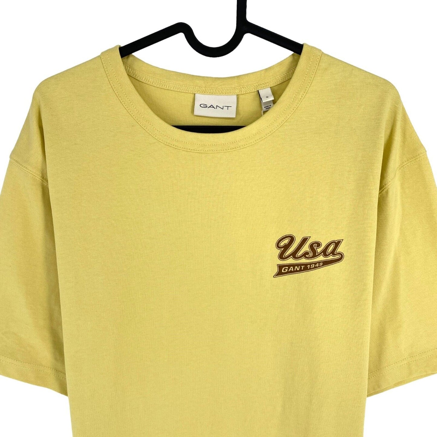 GANT Men Dusty Yellow Logo Crew Neck Short Sleeves T Shirt Size S