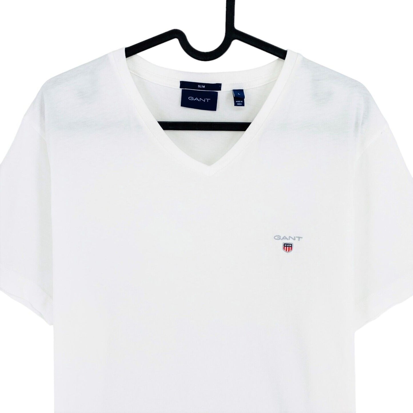 GANT White Original Slim Fit V Neck T Shirt Size L