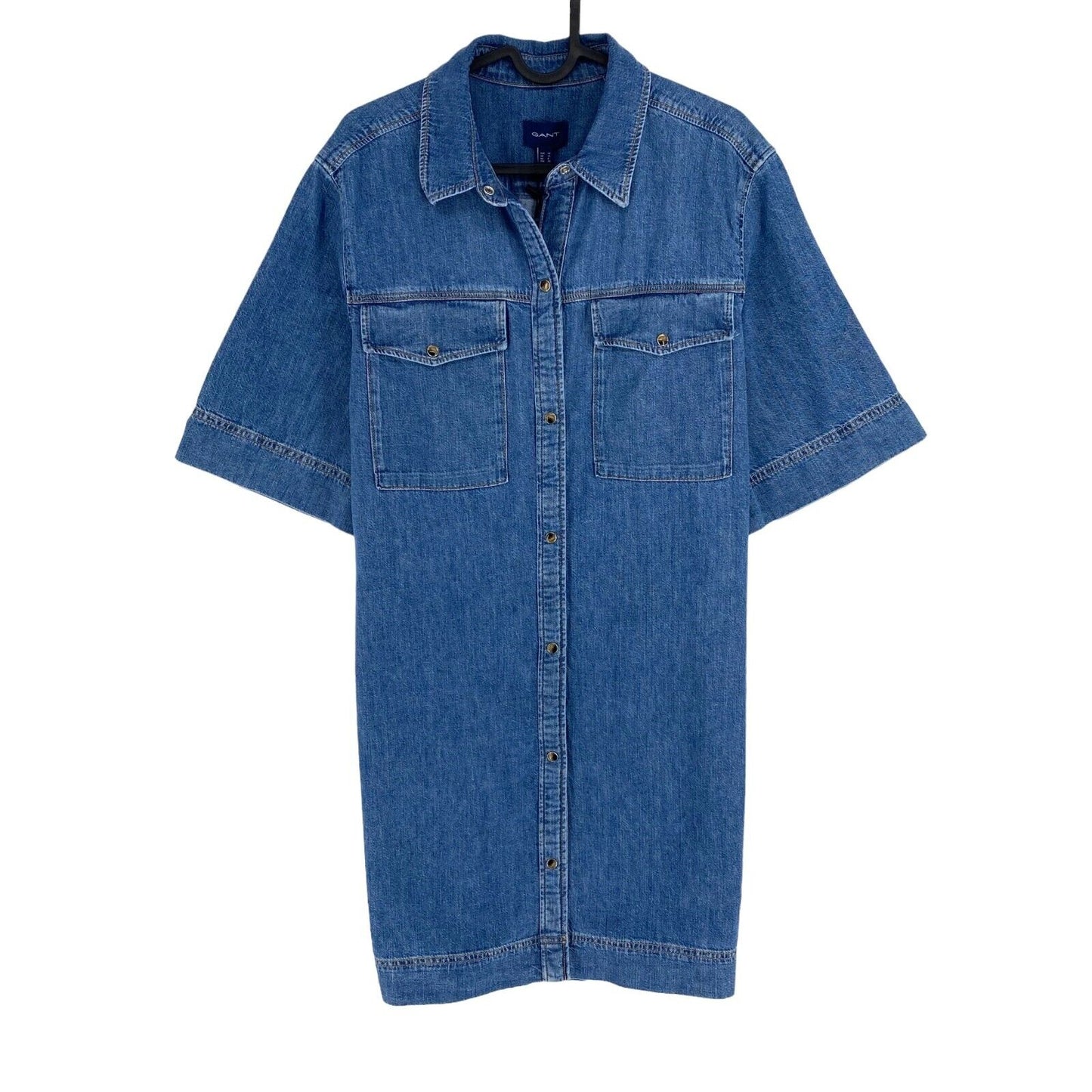 GANT Women Dark Blue Denim SS Regular Shirt Dress Size EU 34 UK 6 US 4