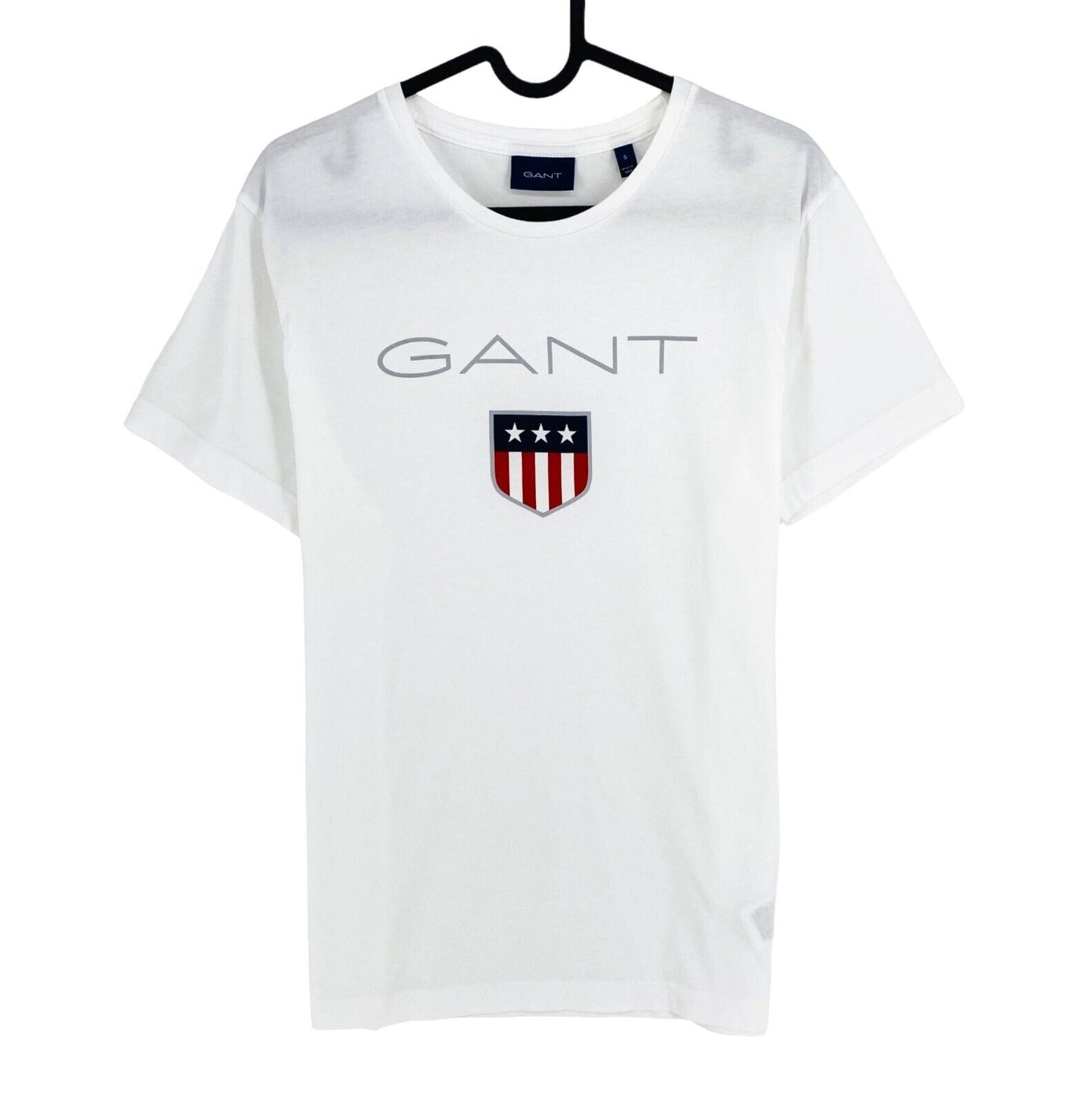 GANT Men White Retro Shield Crew Neck Short Sleeves T Shirt Size S