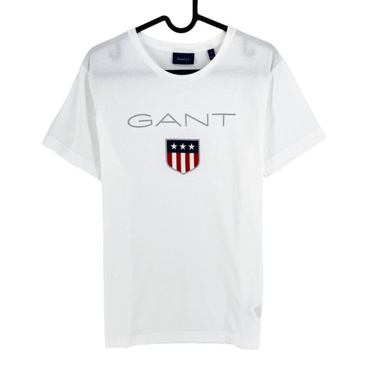 GANT Men White Retro Shield Crew Neck Short Sleeves T Shirt Size S