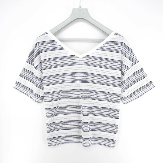 GAP Weiß gestreifte V-Ausschnitt Bluse T-Shirt Größe 2XS L