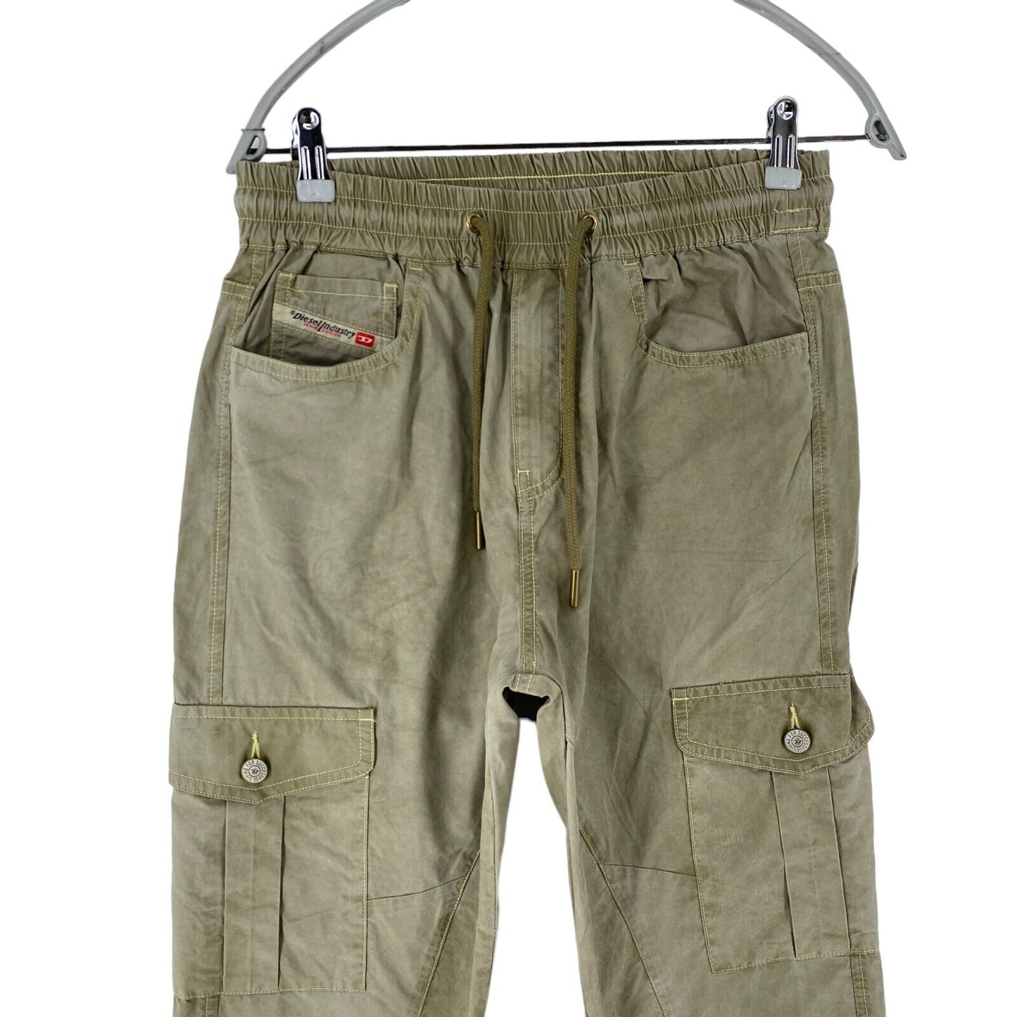 DIESEL URSULA Khaki Green Regular Straight Fit Cuffed Cargo Trousers Size EUR 40