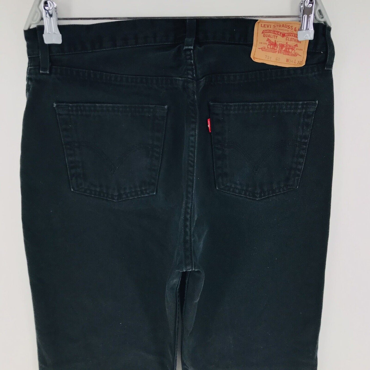 Vintage Levi's 751 02 Dark Grey Regular Straight Fit Jeans Size W34 L30