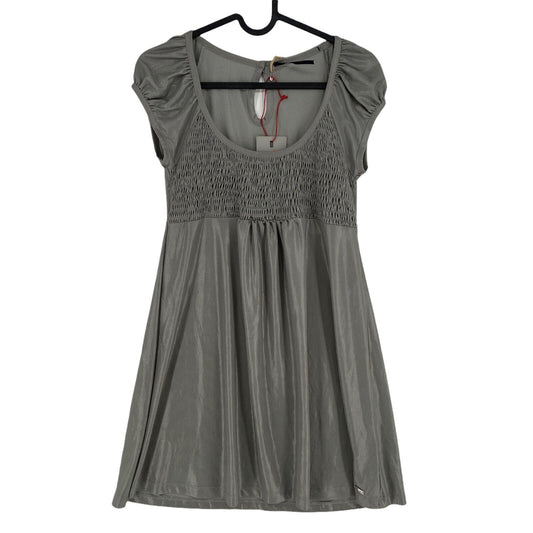 LTB Grey Short Sleeve Round Neck A-Line Dress Size L