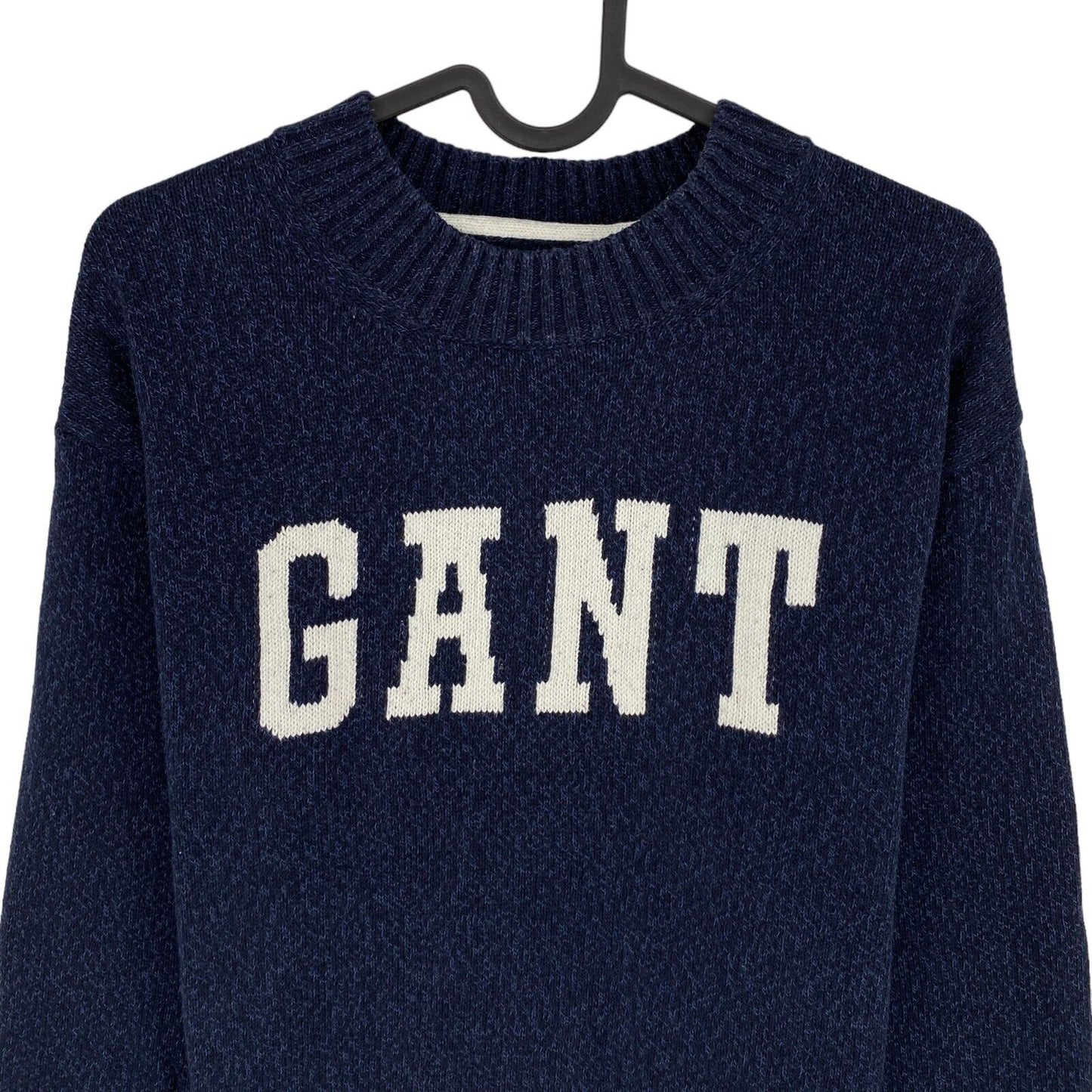 GANT Navy Blue Logo 100% Cotton Crew Neck Sweater Jumper Size XS